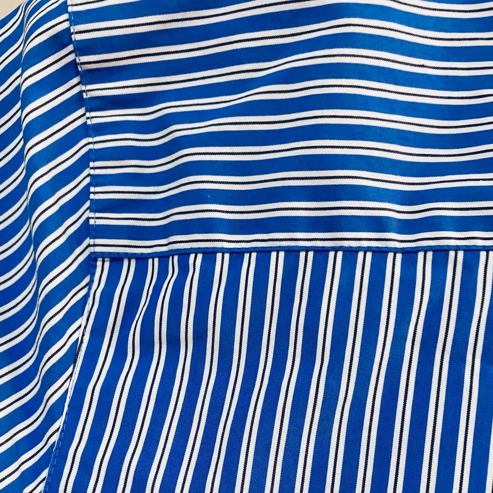 Talbots Blue Striped V-Neck Pullover Tunic. Size L Cotton,Collar & Bow cuffs New - Picture 4 of 16